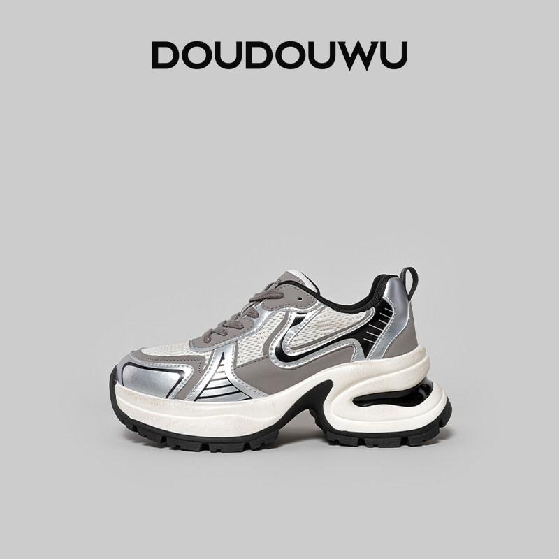 豆豆屋厚底老爹鞋女2024春秋新款韩版运动休闲松糕百搭中跟女单鞋,女鞋,老爹鞋,淘宝优惠券,粉丝福利购,淘宝优惠卷