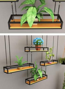 创意空中铁制吊顶花架工业风格酒吧桌餐厅绿色植物挂装饰存储架