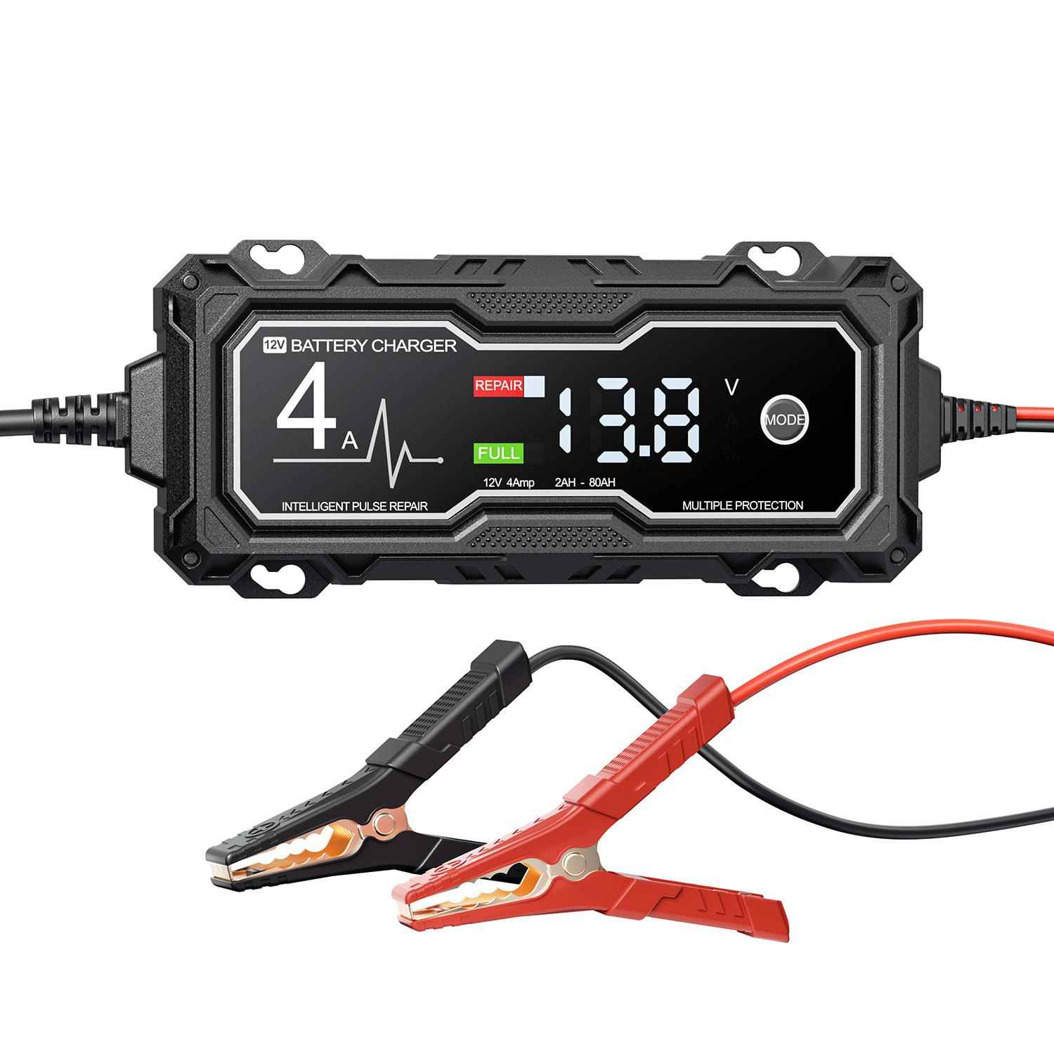 12V4A智能修复充电器启停摩托车电瓶欧规美规维护器电瓶充充电器