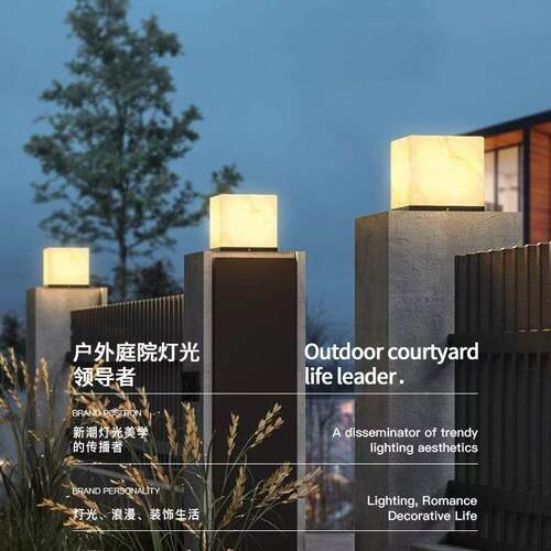 2025跨境太阳能柱头灯流行INS风别墅庭院围墙灯3000K不锈钢灯大门