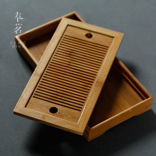竹制家用迷8083-ZHC你茶盘七泡星盘干盘酒长店小茶台方旅条纹储水