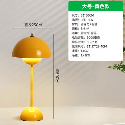高档丹麦花苞灯台欧卧室氛围感床头台灯无线充电小卧室客厅北蘑菇
