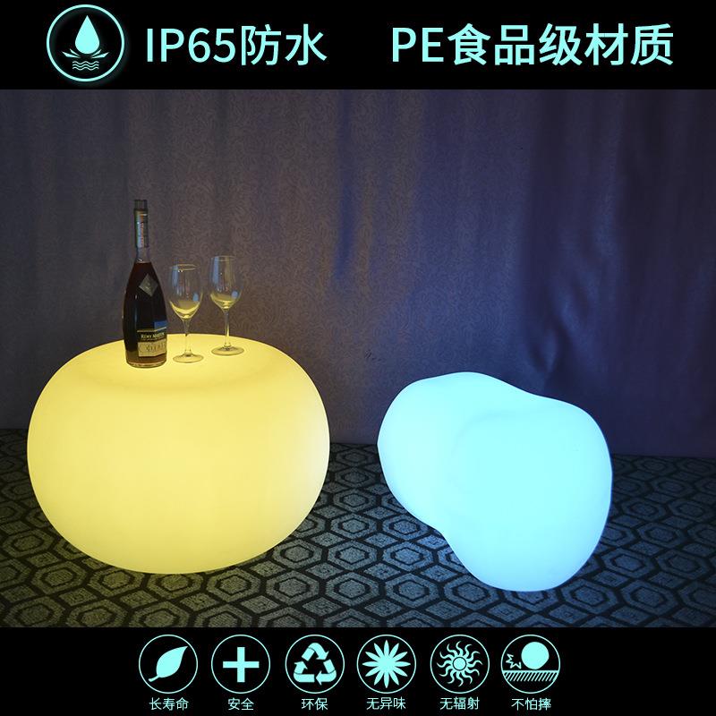 酷擎LED发光茶几圆形现代简约时尚咖啡桌酒吧餐厅圆鼓圆形茶几