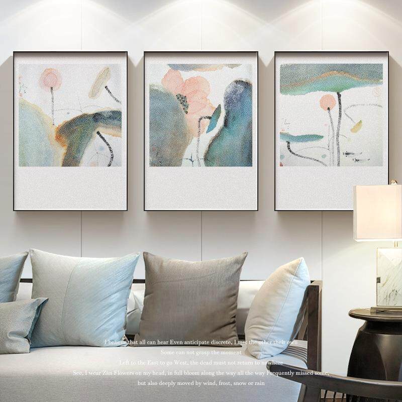 国画小品水墨现代中式客厅装饰画书房餐厅画花鸟图壁画