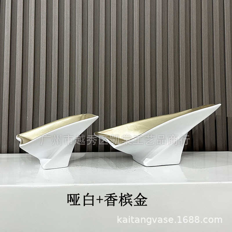 创意轻奢树脂花盆摆件客厅餐桌面花艺装饰 样板间电视柜软装景观