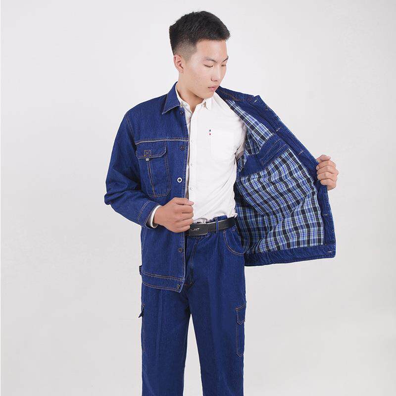 厂家春秋电焊工作服男套装双层精梳棉防烫工装工地焊工劳保服