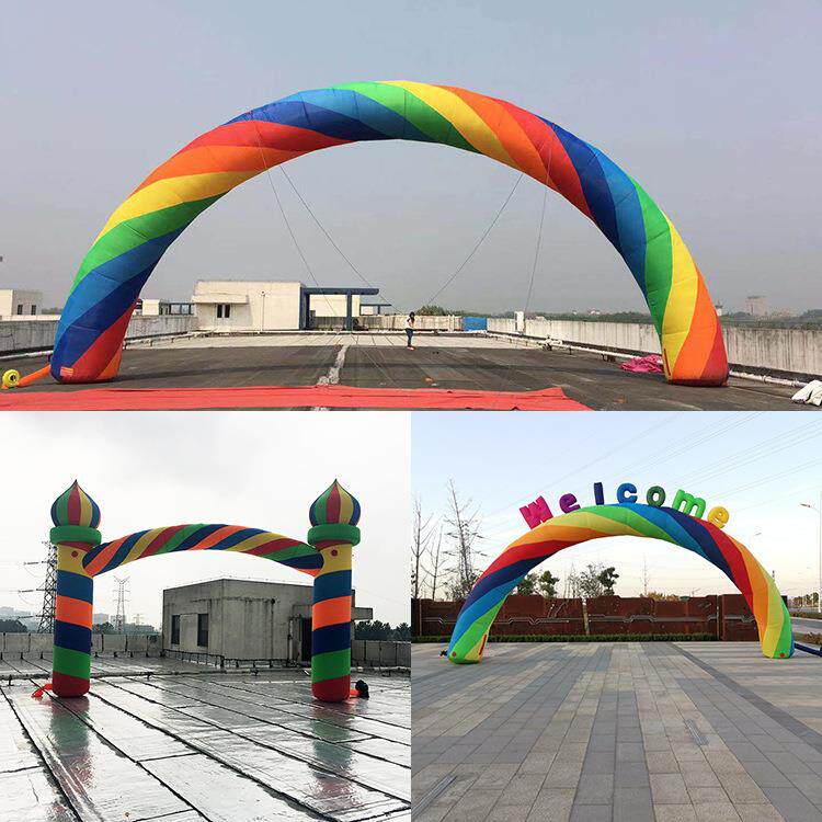 开业充气彩虹门气模多彩七彩庆典婚庆拱门卡通幼儿园字母炫彩气模