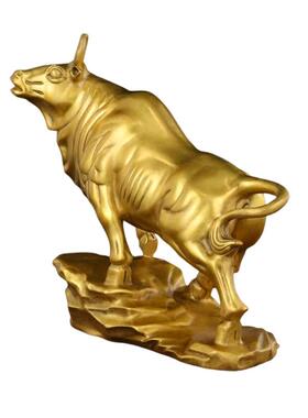 铜牛件摆黄铜铜雕牛金牛艺品办公室纯级工XD-001华尔高街牛气冲天