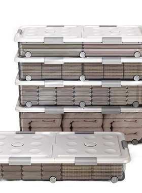 xNE透明防潮床底收纳箱大容量特大号带轮换季衣服被子家用卧室整