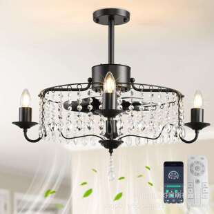 法式水晶风扇灯轻奢客厅餐厅卧室灯2026新款店铺商用创意枝型艺术