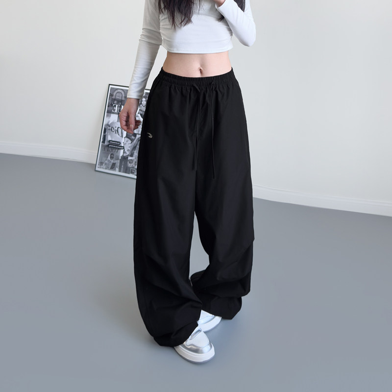 大码休闲显瘦阔腿裤女2025春季胖mm梨形身材200斤遮肉运动伞兵裤,女装/女士精品,大码裤装,淘宝优惠券,粉丝福利购,淘宝优惠卷