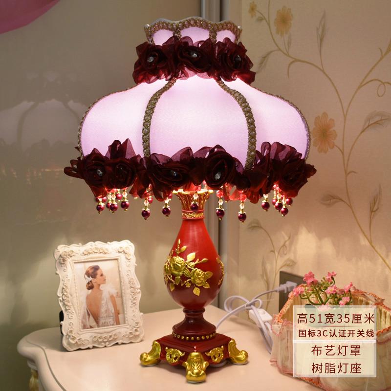 新款欧式卧室床头灯品漫法式田园玫浪瑰节礼台灯结婚婚房氛围灯日