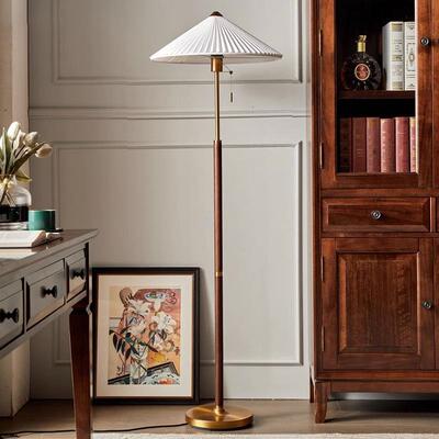 百褶中古落地灯客厅感高颜值卧室沙发边装饰摆件美式复古台灯