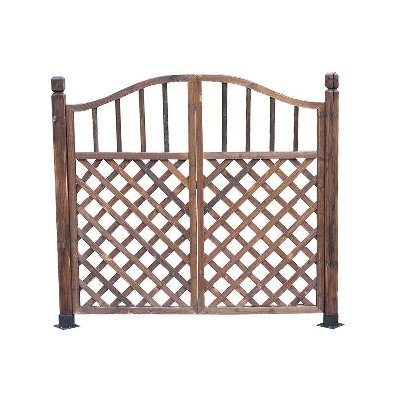 碳化木篱笆网格菜园围栏护栏户外防腐木庭院小花园木门单开栅栏门图片