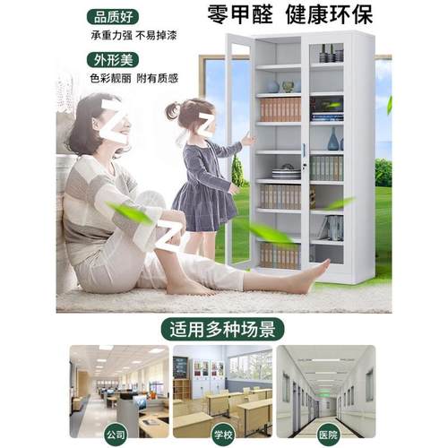 公室铁皮带文件柜办档案柜家用储物柜资料更柜衣柜矮柜锁见详情凭