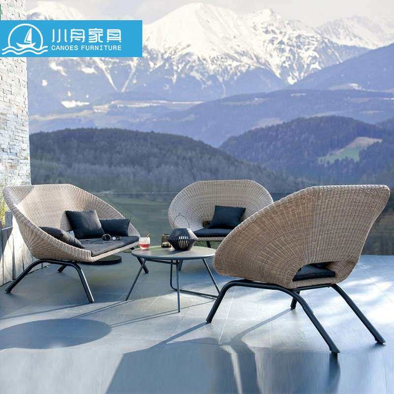 阳台小沙发庭院花园藤椅三件套组合露台阳光房休闲户外藤沙发茶几