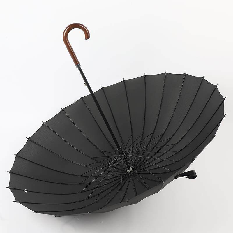 高档男士24骨长柄风雨伞大号双加人固超大刻抗风黑色直柄防商务定