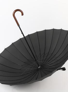 正品24骨长柄伞覆伞古英伦绅士商务木柄黑色雨定男长柄大动号双人