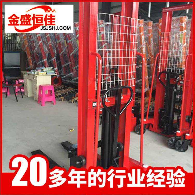 厂家供应 江苏手动机械式快速升高车 宽支腿式钢丝绳液压堆高车