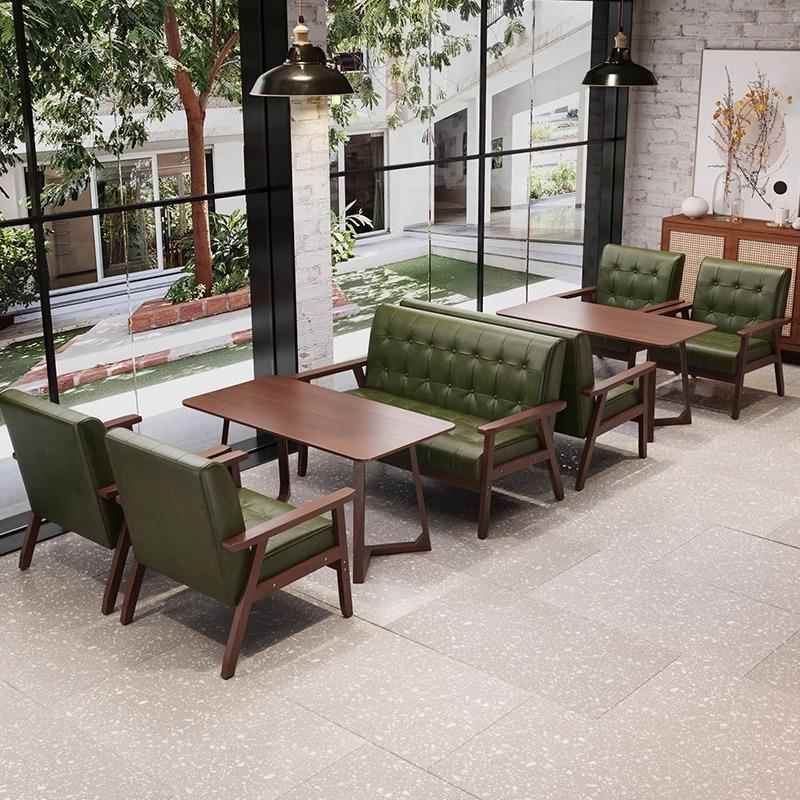 覆古酒吧清吧奶茶店咖啡厅桌椅组合实木沙发茶楼卡座洽谈酒馆休闲