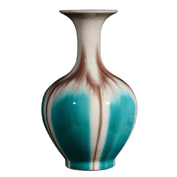 陶瓷器仿古青花瓷官窑裂纹釉窑变花瓶家居装饰工艺品客厅手工
