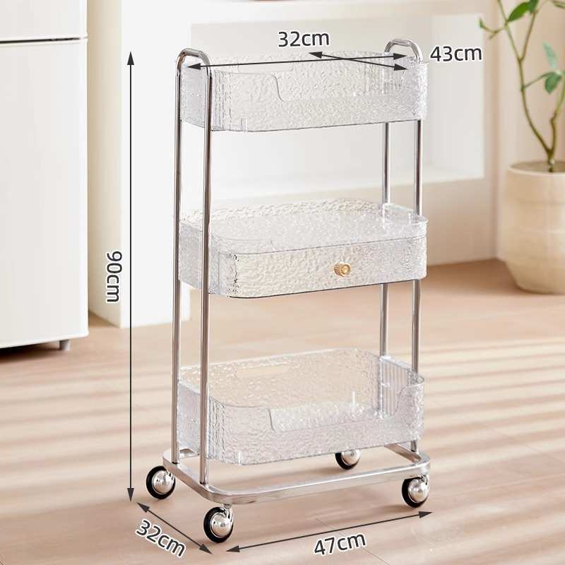 美容车美容院专用小推车理发店亚克力移动置物架轻奢透明工具车