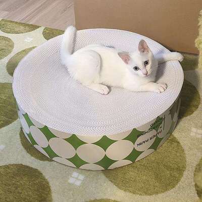 paperpark 猫抓板一体猫窝瓦楞纸双面耐磨不易掉屑猫咪圆形猫抓盆