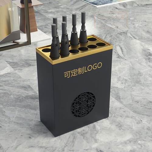 北欧雨伞架酒店大堂铁艺收纳桶置物架金属简约挂伞放伞桶定 制
