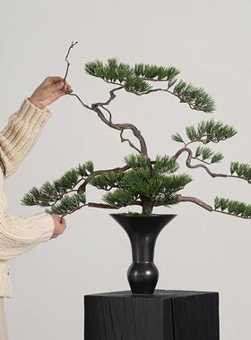 新中式干枝花艺盆景侘寂风日式禅意绿植酒店大堂茶室装饰品摆件