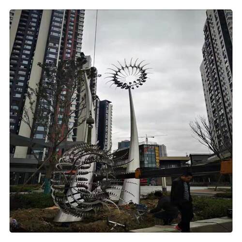 制作景观灯雕塑不锈钢风动灯标志风能动态风动装置景观户外