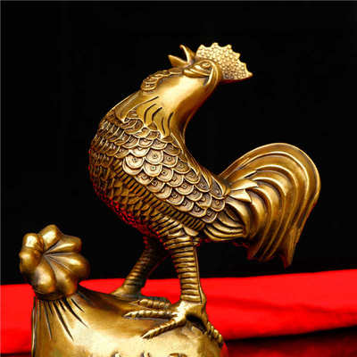 纯铜公鸡摆件纯铜家居饰品鸡的生肖吉祥物金鸡独立铜鸡摆件