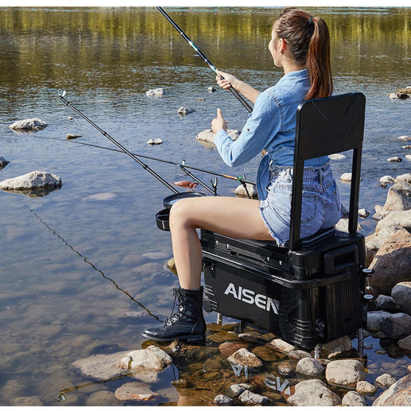 超轻带轮钓鱼箱台钓箱42升鱼箱新款钓箱全套多功能免安装