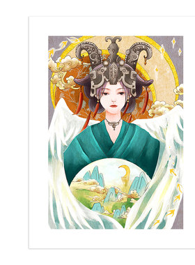 【新品捡漏】新锐艺术家番茄【妇好鸮尊拟人】限量版画古风装饰画