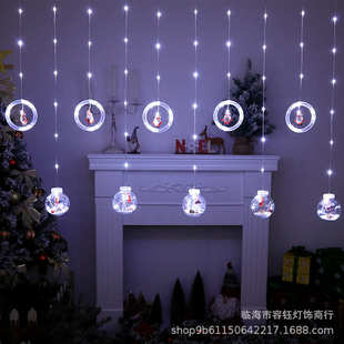 皮线圣诞树窗帘灯 LED橱窗房间温馨装饰圣诞圆环许愿球挂件彩灯串