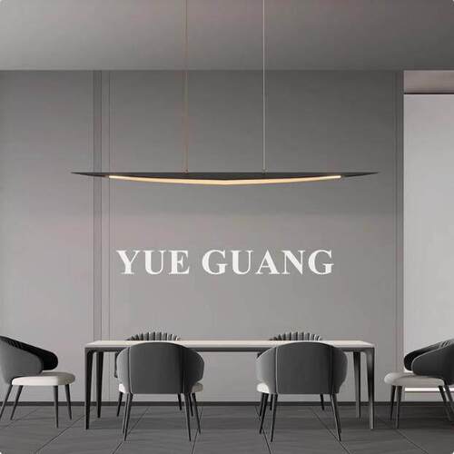 简约全铜饭厅吊灯意式个性叶子一字长条灯轻奢岛台吧台茶室吊灯