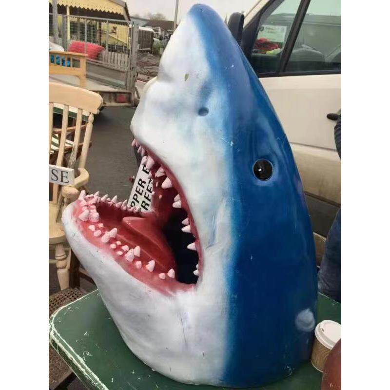 Great White Shark Garden Art鲨鱼摆件鲨鱼树脂摆件大白鲨艺术品图片