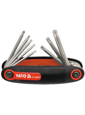 易尔拓YATO8件套S2钢折叠式中孔星型内六角扳手套装YT-58832