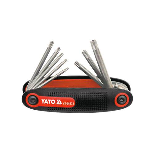 易尔拓YATO8件套S2钢折叠式中孔星型内六角扳手套装YT-58832