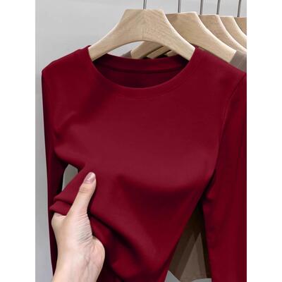 双面德绒圆领打底衫女秋冬加绒加厚大码内搭可外穿低领上衣1212w