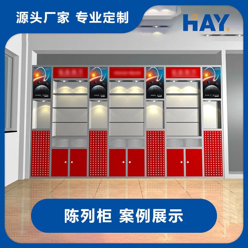 上海铝合金展示柜 五金店汽车店展柜 倾斜层板玻璃展柜 商场展柜