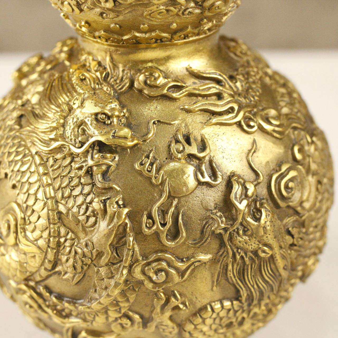 铜葫芦龙纹葫芦摆件 工艺品客厅家居办公室桌装饰金属工艺品