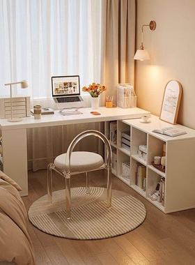 转角书桌书架一体桌工作台电脑桌卧室生床家用小户子HTE型女拐角