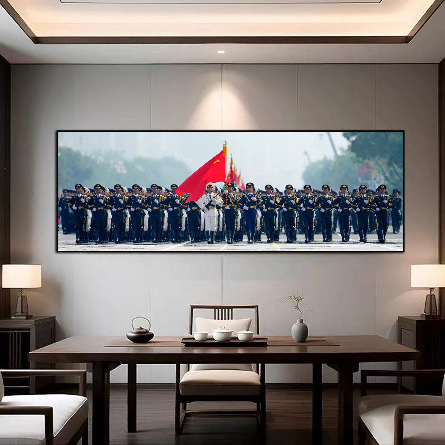 国之脊梁三军装饰画中国仪仗队装饰画办公室背景墙挂画走廊壁画