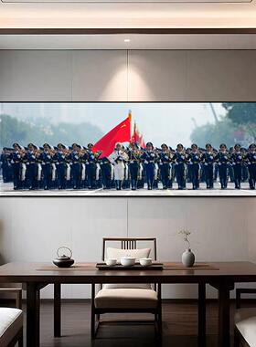 国之脊梁三军装饰画中国仪仗队装饰画办公室背景墙挂画走廊壁画