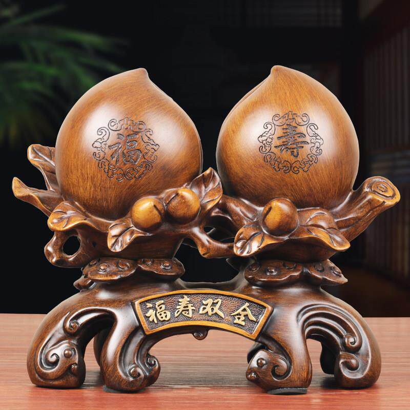 福寿双全寿桃祝寿摆件客厅家居装饰品送爷爷奶奶老人长辈生日礼物