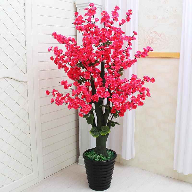 花假假塑料客厅居家植物桃花办公室花鸿运摆设花卉树仿真盆栽当头