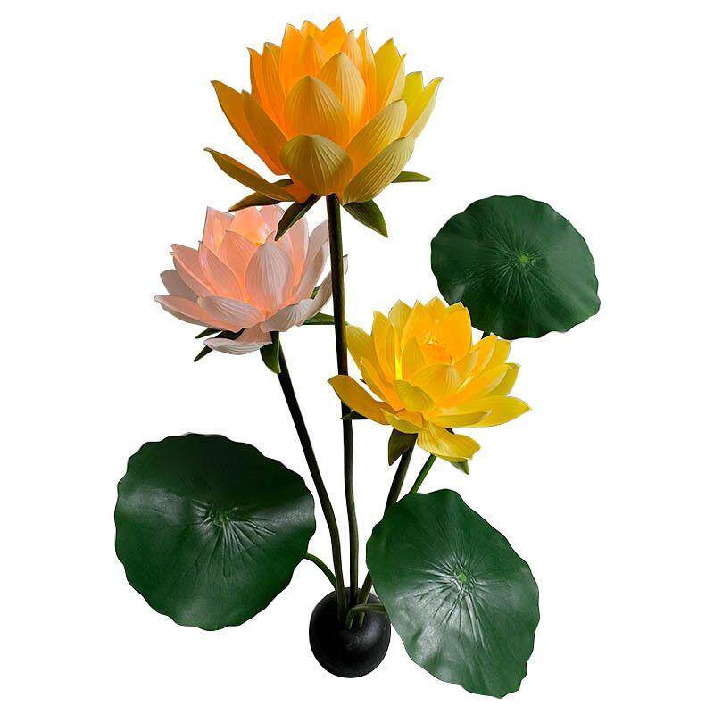 池塘装饰荷花灯户外发光防水仿真荷花公园七彩景观灯庭院灯莲花灯