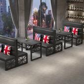 工业风酒吧桌椅组合清吧烧烤店餐馆六人桌子餐桌酒馆复古卡座沙发