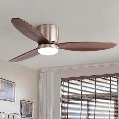 新中式吸顶风扇灯吊扇灯客厅卧室书房餐厅实木静音复古中山电灯具