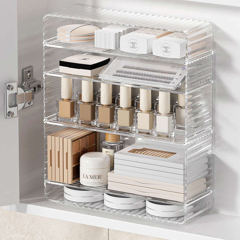 镜柜收纳盒亚克力挡板化妆品粉饼眼影多层置物架卫生间透明口红盒